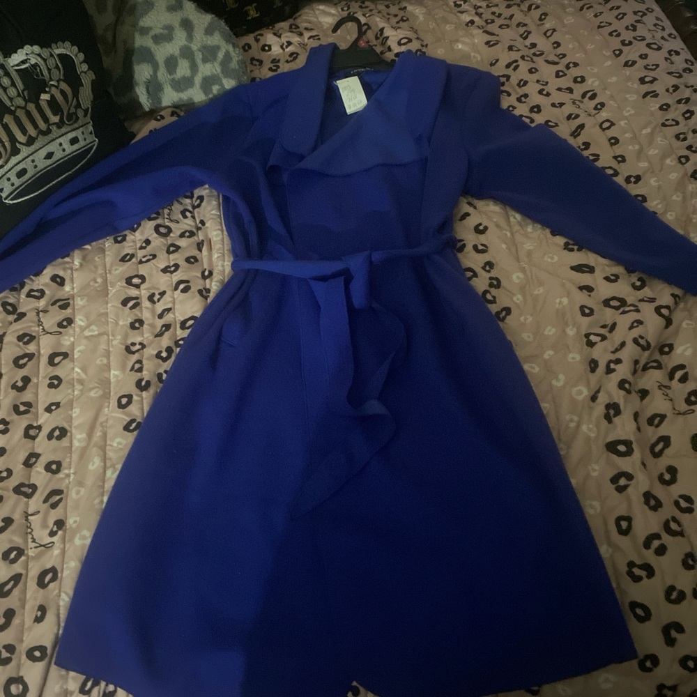 💙Royal Blue Long Sleeve Trench Coat with elongated collar and pockets 💙